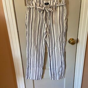 LOFT Blue and White Linen Blend Pants